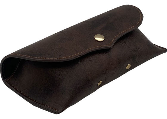 Dark Brown Luxury Leather Glasses Case , Soft Leather Sunglasses Case