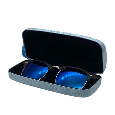 Bluish Purple Eyewear Packaging 155MM Clamshell Sunglass Case Embossed Logo Metal Glasses Case