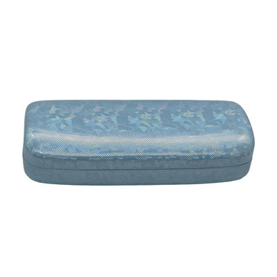 Bluish Purple Eyewear Packaging 155MM Clamshell Sunglass Case Embossed Logo Metal Glasses Case
