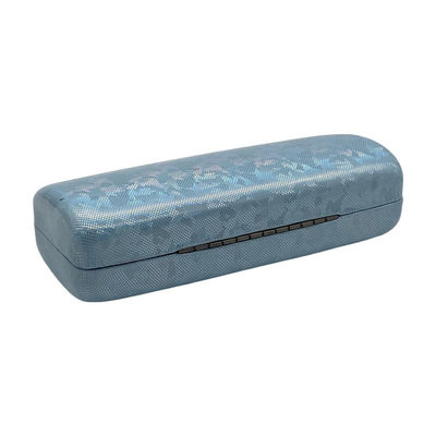Bluish Purple Eyewear Packaging 155MM Clamshell Sunglass Case Embossed Logo Metal Glasses Case