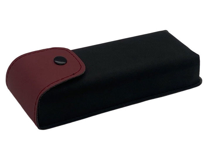 Black Red Leather Eyewear Case For Spectacles And Sunglasses