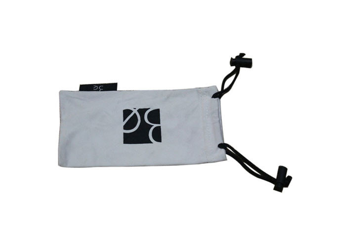 Woven Lable Microfiber Cloth Pouch Double Side Drawstring