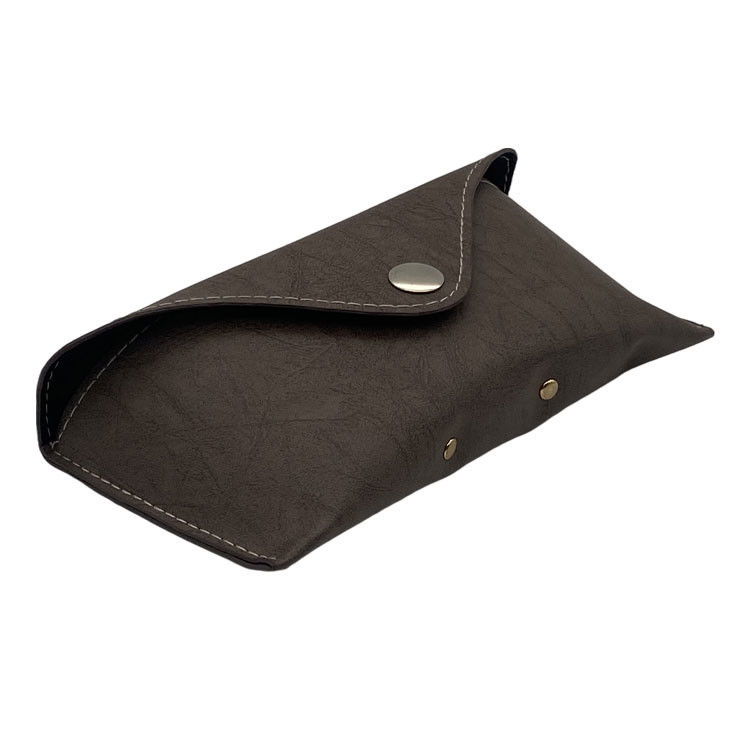 Extra Large Brown Logo Inside Luxury Odm Glasses Case Soft Leather